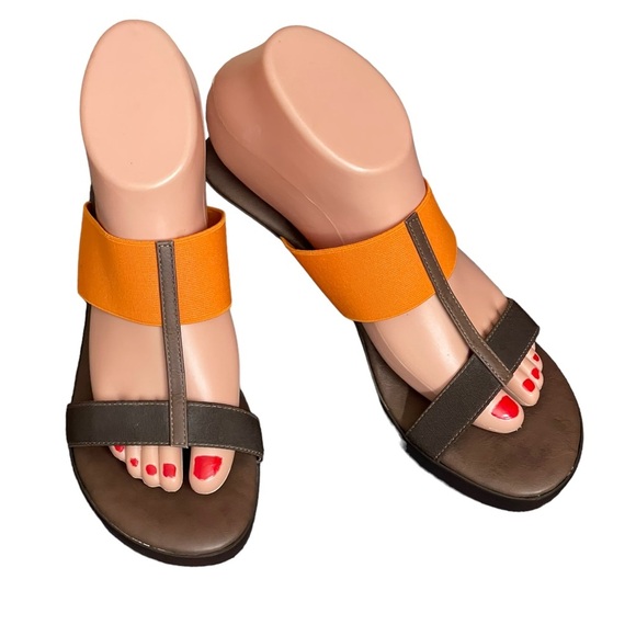 Patricia Green Wedge orange/brown Sandal size 38(8) - Picture 1 of 11
